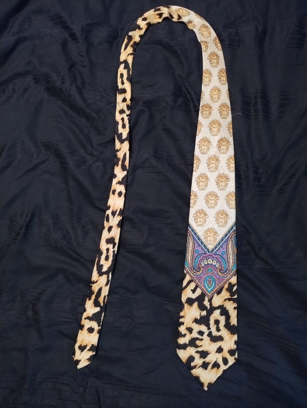 Versace Gold and Black Patterned Tie